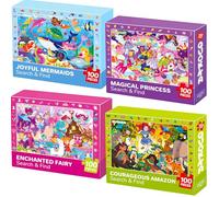 Puzzle Niños 4-6 Años - Puzzle con Marco para Niños y Niñas 6-7 Años | 4x100 Piezas Puzzle - Juego de Princesas - Juguete Educativo Regalo Infantil de 3 a 8 Años