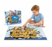 Puzzle Niños XXL - AMATOYS - 48 Piezas Grandes - Rompecabezas Gigante Infantil 90 x 60 cm - Regalos para Niños y Niñas - Juguete Educativo 2 a 8 Años (Arca DE NOÉ)