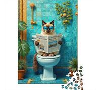 Puzzle Noticias de Lectura de Gato Divertido De 1000 Piezas Animales Rompecabezas Hombres Y Mujeres De 1000 Piezas Obra De Arte Entretenimiento Creativo 52x38cm/1000pcs