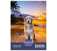 Puzzle Old English Sheepdog 1000 Piezas - para Adultos Y Niños Rompecabezas De Playa al Atardecer, Desafiante Y Estimulante, Arte Decorativo, Regalo para Hombre 70x50cm/1000pcs