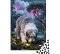 Puzzle Old English Sheepdog 1000 Piezas - para Adultos Y Niños Rompecabezas De Selva Tropical, Anti Estrés, Relajarse Arte Decorativo, 38x26cm/1000pcs