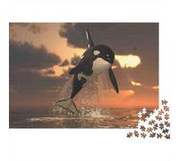 Puzzle Orca Saltando Puesta del Sol De 1000 Piezas Animales Rompecabezas para Adultos De 1000 Piezas Obra De Arte Hobby 38x26cm/1000pcs