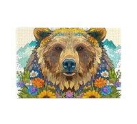 Puzzle Oso 1500 Piezas Flor Puzzle Grande Adultos de Madera con Cajas y Cartel, Juegos Divertido/Difícil/Colorido/Desafiante/Intelectual, Decoración de Habitación del Hogar, Regalos Mujer 1T-1690
