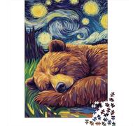 Puzzle Oso Dormido Noche Estrellada De 1000 Piezas Animales Rompecabezas Adultos De 1000 Piezas Pintura Regalo 70x50cm/1000pcs