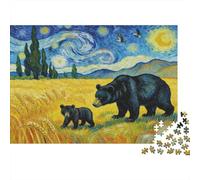 Puzzle Oso Negro De 1000 Piezas Interesante Rompecabezas para Adultos De 1000 Piezas Pintura Regalo 52x38cm/1000pcs