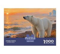 Puzzle Oso Polar 1000 Piezas para Adultos, Rompecabezas Atardecer Ártico Adultos, Decoración para El Hogar 70x50cm/1000pcs