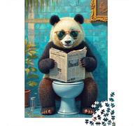 Puzzle Panda Leer Periódico De 1000 Piezas Animales Rompecabezas para Adultos De 1000 Piezas Pintura Entretenimiento Creativo 38x26cm/1000pcs