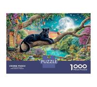 Puzzle Pantera Negra 1000 piezas Rompecabezas de piezas de repuesto Borde de flores de luna llena Juegos de actividad familiar estimulantes Alta dificultad Cartón 100% reciclado para niños 38x26cm
