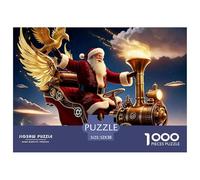 Puzzle Papá Noel 1000 Piezas Adultos y Niños, Papá Noel Alado en Trineo Dorado, Antiestrés, Juego Familiar, 52x38cm