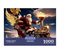 Puzzle Papá Noel 1000 Piezas Adultos y Niños, Papá Noel Alado en Trineo Dorado, Papel Reciclado, Decoración Pared, Regalo, 70x50cm