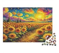 Puzzle Papel Girasoles Brillantes 1000 Piezas para Adultos Entrenamiento Mental Rompecabezas Educativo Decoración Hogar Girasol 38x26cm/1000pcs