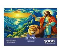 Puzzle Papel Reciclado 1000 Piezas Religión Jesús León Vivo Poderoso Juego Familia Decoración Pared Casa Práctico 70x50cm