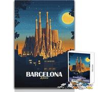 Puzzle para Adolescentes 1000 Piezas Barcelona España Sagrada Familia Ilustración Juego desafiante Juguetes Aprendizaje Educativo Juguetes antiestrés Tamaño 50x75cm