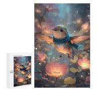 Puzzle para adolescentes 1000 piezas Hummingbird with Scarf in Floral Setting Puzzle para adultos - Juego manual - Decoración de pared - Difícil y estimulante 1000 unidades