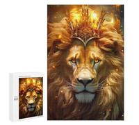 Puzzle para adolescentes, 1000 piezas, oro coronado león majesty, 2 rompecabezas para adultos, juegos de relajación, desafío difícil, regalos de cumpleaños únicos, 1000 piezas