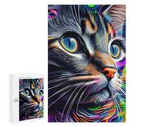 Puzzle para adolescentes, 1000 piezas, retrato de gato colorido, 18 rompecabezas para adultos, juegos divertidos, decoración del hogar, regalos de cumpleaños y regalos únicos, 1000 piezas