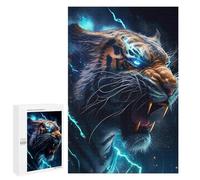 Puzzle para adolescentes, 1000 piezas, tigre eléctrico rugido, 3 rompecabezas para adultos, juegos divertidos, decoración del hogar, regalos de cumpleaños y regalos únicos, 1000 piezas
