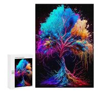 Puzzle para adolescentes 300 piezas colorido abstracto árbol art 3 rompecabezas antiestrés, decoración perfecta, actividades divertidas para el hogar, 300 piezas
