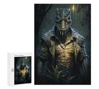 Puzzle para adolescentes 300 piezas de cocodrilo en chaqueta de cuero rompecabezas para adultos juego práctico para mejorar la memoria actividades divertidas para el hogar 300 piezas
