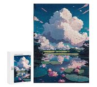 Puzzle para adolescentes 300 piezas Lotus Pond Serenity Puzzles para adultos Juegos Relajantes Corte Preciso Juego Desafiante Regalos 300 PCS