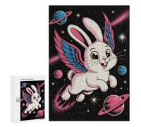 Puzzle para adolescentes 300 unids Winged Rabbit in Space Dibujos animados Juegos de rompecabezas familiares para divertirse en familia Regalos de cumpleaños y regalos únicos 300 unids
