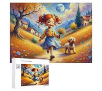 Puzzle para adolescentes 500 PCS Girl with Dog in Otomn Field Rompecabezas para adultos Juegos Familiares Análisis Y Lógica Actividades lúdicas en el hogar 500 PCS