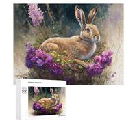 Puzzle para adolescentes, 500 piezas, cesta floral con rompecabezas de conejo para adultos, juegos divertidos, decoración del hogar, regalos de cumpleaños y regalos únicos, 500 piezas