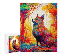 Puzzle para adolescentes, 500 piezas, zorro colorido en el bosque de fantasía, 1 rompecabezas para adultos, juegos divertidos, decoración del hogar, regalos de cumpleaños y regalos únicos, 500 piezas