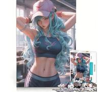 Puzzle para Adolescentes de 1000 Piezas: Chica Anime Haciendo Ejercicio, Juego Imposible, Regalo de cumpleaños, con póster y Hoja de Preguntas a Juego 38x26cm
