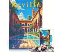 Puzzle para Adolescentes de 1000 Piezas del Alcázar de Sevilla, Juegos relajantes, Divertidos para Reducir el estrés, Regalos de cumpleaños 38x26cm