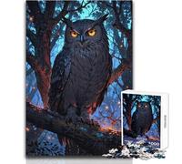 Puzzle para Adolescentes de 1000 Piezas: Nightwatcher, el búho místico Decoración Juego práctico Regalos para el Amigo Secreto (tamaño 38x26cm)