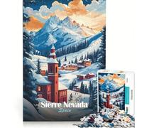 Puzzle para Adolescentes de 1000 Piezas Pueblo de montaña en Sierra Nevada España Juguetes para armar Que mejoran la Memoria con póster y Hoja de Preguntas a Juego 38x52cm