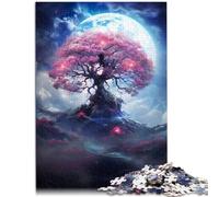 Puzzle para adultos, 1000 piezas, árbol de sacura, luna llena, juguete educativo, decoración del hogar, adecuado para adolescentes a partir de 14 años, 26 x 38 cm