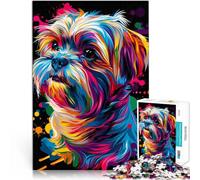 Puzzle para adultos, 1000 piezas, arte de perro maltés, competencia de velocidad manual, 50 x 70 cm, alivio del estrés, difícil desafío