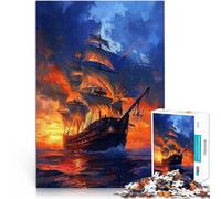 Puzzle para adultos, 1000 piezas, barco pirata mágico difícil y desafiante, 50 x 70 cm, refuerza el amor entre parejas para adolescentes a partir de 14 años
