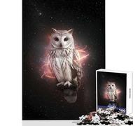Puzzle para Adultos 1000 Piezas Búho en el Espacio con Aura energética Decoración del hogar Juguetes Grandes Regalos y Juguetes Juego Familiar Mejorando el Amor Entre Parejas Tamaño 38x52cm