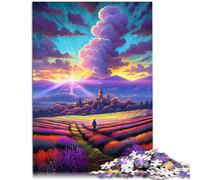 Puzzle para adultos, 1000 piezas, campos de lavanda, Provenza, Francia, competencia de velocidad manual, 38 x 52 cm, oferta como regalo para toda la familia