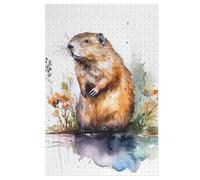 Puzzle para adultos, 1000 piezas, castor, rompecabezas de madera, regalos de cumpleaños, rompecabezas de pared 78 × 53 cm