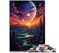 Puzzle para adultos, 1000 piezas, ciudad bajo el planeta, 26 x 38 cm, alivio del estrés, vacaciones en casa, matar tiempo