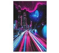 Puzzle para adultos 1000 piezas Ciudad Rosa y Azul Puzzles de madera creativos, juego práctico, decoración familiar (78 x 53 cm)