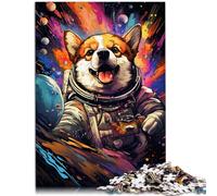 Puzzle para adultos, 1000 piezas, colorido perro Corgi en el espacio, alivio del estrés, 26 x 38 cm, alivio del estrés, vacaciones en casa, matar tiempo