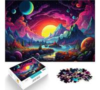 Puzzle para adultos, 1000 piezas, colorido planeta de neón juegos educativos para el hogar, juguetes de bricolaje, 38 x 52 cm, regalo de cumpleaños, decoración de pared