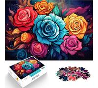 Puzzle para adultos 1000 piezas de montaje con estampado de flores Ayuda al cerebro a entrenar juguetes adictivos para promover la paciencia 26 x 38 cm