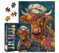 Puzzle para adultos 1000 piezas de vaca de cocinero, animales divertidos rompecabezas desafiante de 1000 piezas, rompecabezas de flores de 70 x 50 cm juego para mujeres decoración del hogar (serie de