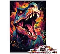 Puzzle para adultos, 1000 piezas, dinosaurios de colores salvajes, juegos educativos para el hogar, juguetes de bricolaje, decoración de arte para el hogar, adecuado para adolescentes a partir de 14