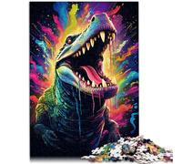Puzzle para adultos, 1000 piezas, diseño de cocodrilo de colores, con piezas totalmente entrelazadas al azar, 50 x 75 cm