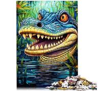 Puzzle para adultos, 1000 piezas, diseño de cocodrilo del Nilo, 50 x 70 cm, adecuado como decoración de escritorio para niños a partir de 14 años