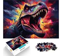 Puzzle para adultos, 1000 piezas, diseño de dinosaurios estrellados, competencia de velocidad manual, 50 x 70 cm, con póster a juego y hoja de preguntas