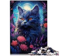 Puzzle para adultos, 1000 piezas, diseño de gato de luna de cuento de hadas como regalo de 50 x 70 cm para aliviar el estrés para relajarse en casa para pasar el tiempo