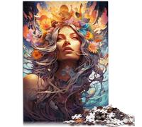 Puzzle para adultos, 1000 piezas, diseño de mujer de flores, juguete de entretenimiento familiar, regalos de cumpleaños para adolescentes a partir de 14 años, 26 x 38 cm